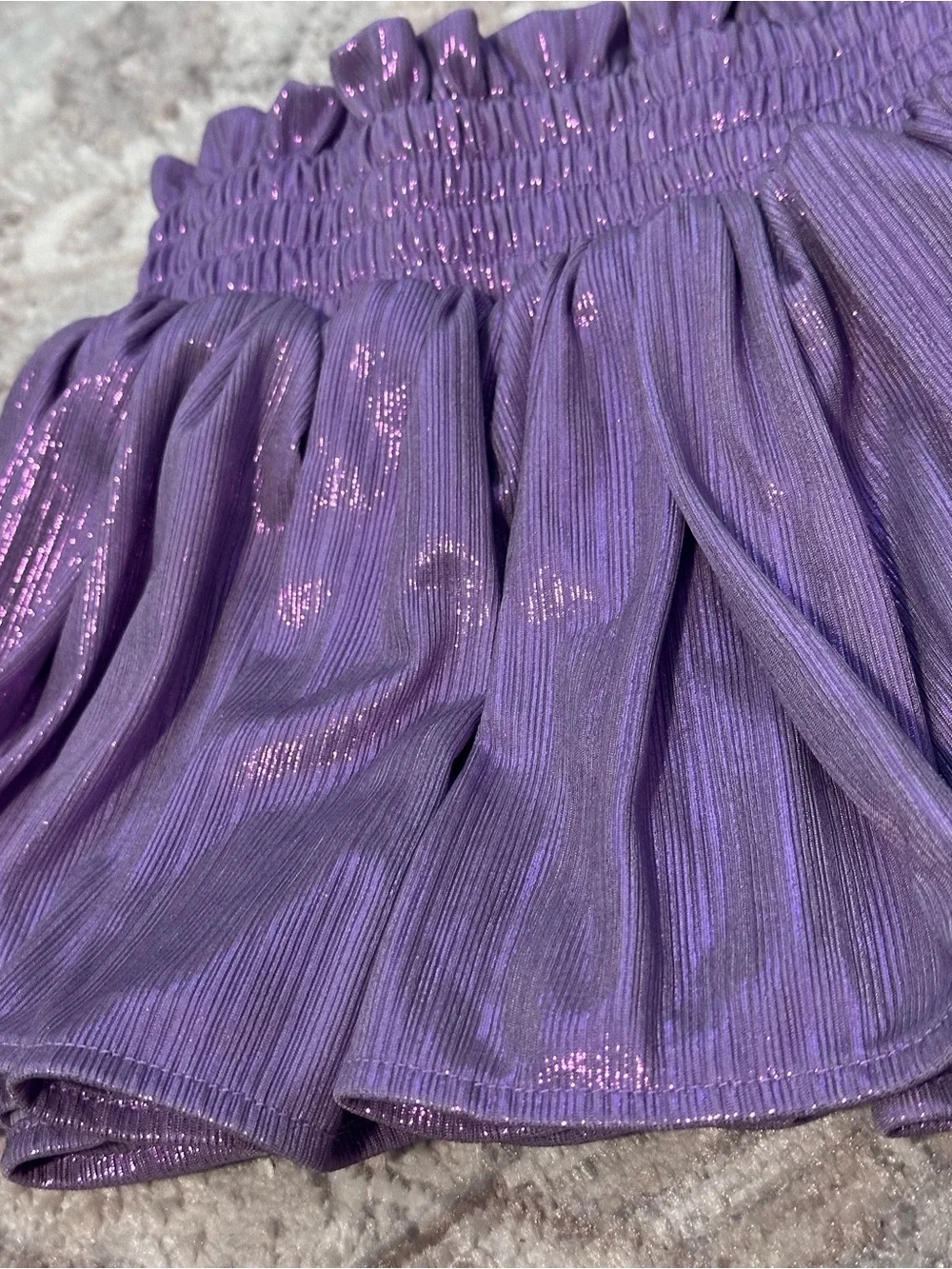 Toddler girls Shimmery Purple Smocked Waist Skirt